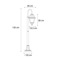 Klassieke buiten lantaarn zwart 135 cm IP44 - Berta