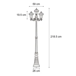 Klassieke buiten lantaarn donker groen 217cm 3-lichts IP44 - New Haven
