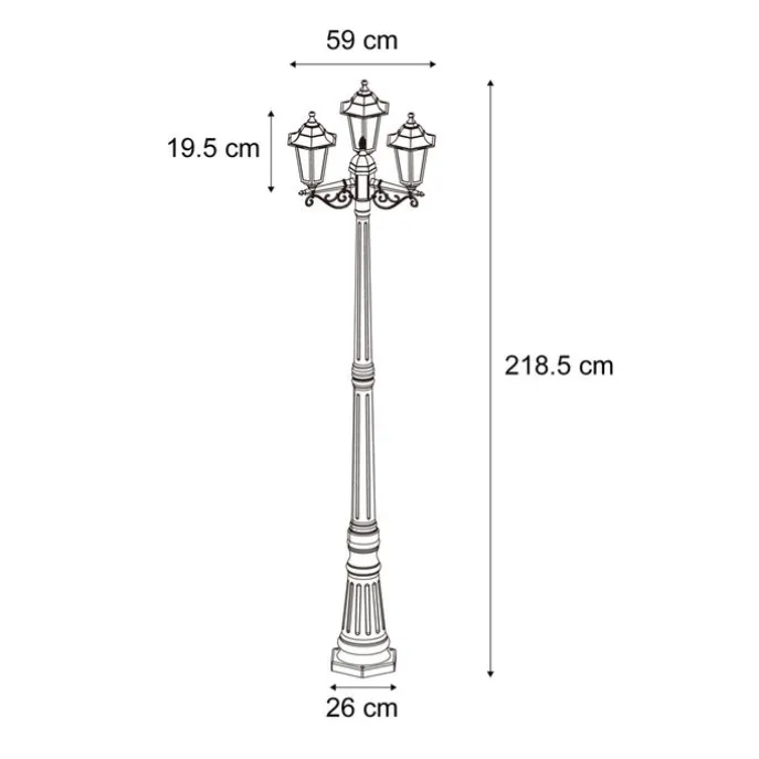 Klassieke buiten lantaarn donker groen 217cm 3-lichts IP44 - New Haven