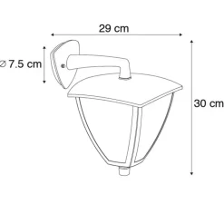 Klassieke buitenlantaarn wand down donkergrijs IP44 - Platar