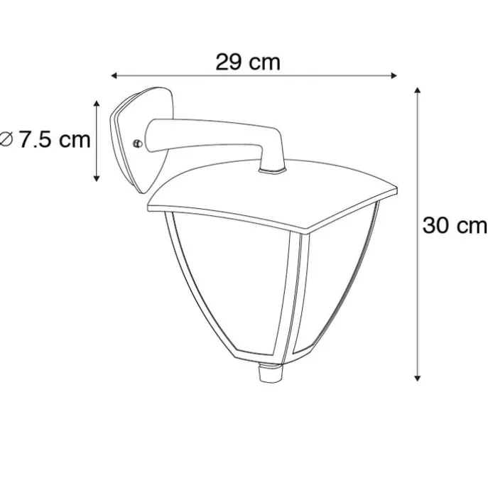 Klassieke buitenlantaarn wand down donkergrijs IP44 - Platar