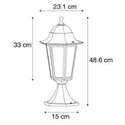 Klassieke buitenlantaarn sokkel zwart 48,6 cm IP44 - New Orleans
