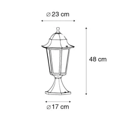 Klassieke buitenlantaarn sokkel zwart 48 cm IP44 - New Orleans