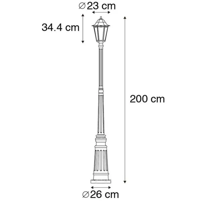 Klassieke buitenlantaarn zwart 200 cm IP44 - Havana