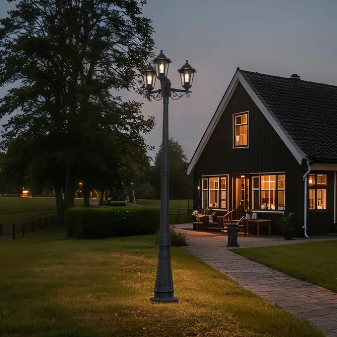 Klassieke buitenpaal zwart 217cm IP44 - New Haven Hammered