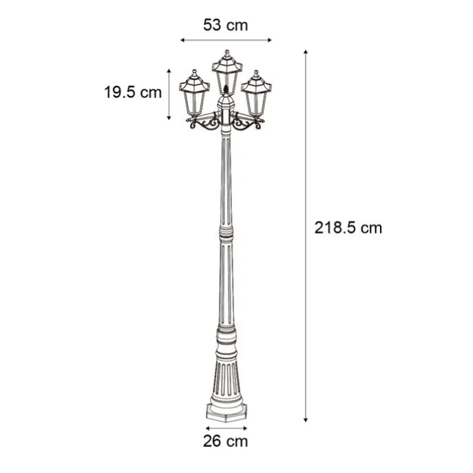 Klassieke buitenpaal zwart 217cm IP44 - New Haven Hammered