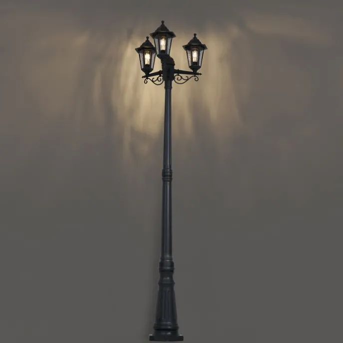 Klassieke buitenpaal zwart 217cm IP44 - New Haven Hammered