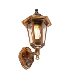 Klassieke buitenwandlamp antiek goud met bewegingssensor - New Haven