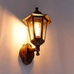 Klassieke buitenwandlamp antiek goud met bewegingssensor - New Haven