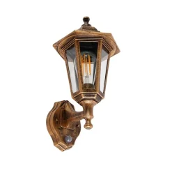 Klassieke buitenwandlamp antiek goud met bewegingssensor - New Haven