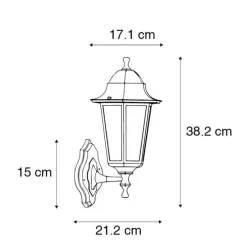 Klassieke buitenwandlamp antiek goud met bewegingssensor - New Haven