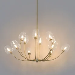Klassieke hanglamp goud met glas 12-lichts - Elien