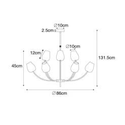 Klassieke hanglamp goud met glas 12-lichts - Elien