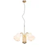 Klassieke hanglamp messing met witte lampenkap 5-lichts - Nona
