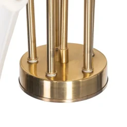 Klassieke hanglamp messing met witte lampenkap 5-lichts - Nona