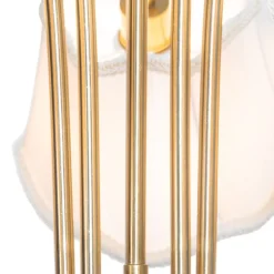 Klassieke hanglamp messing met witte lampenkap 5-lichts - Nona