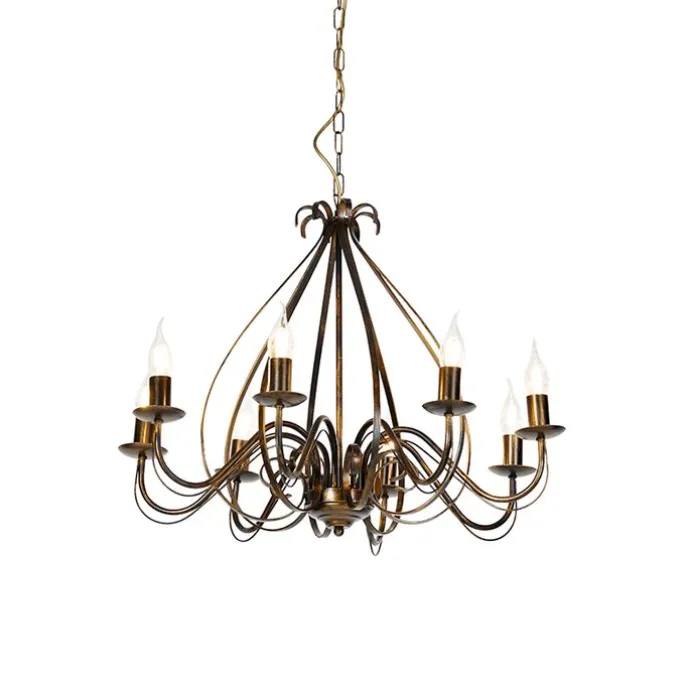 Klassieke kroonluchter antiek goud 8-lichts - Giuseppe