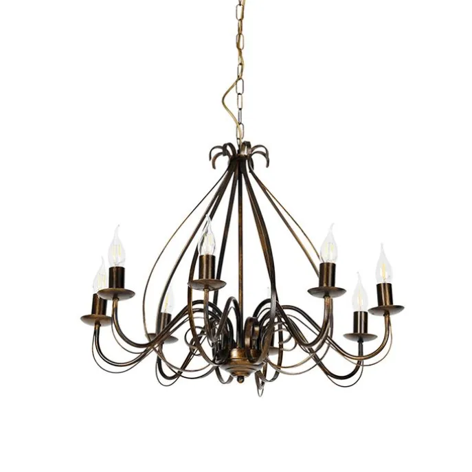 Klassieke kroonluchter antiek goud 8-lichts - Giuseppe