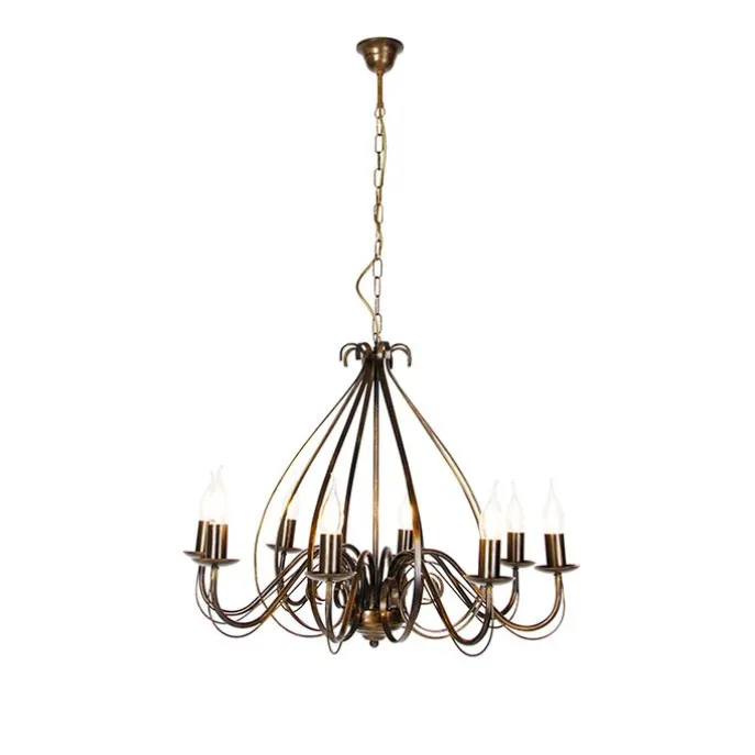 Klassieke kroonluchter antiek goud 8-lichts - Giuseppe