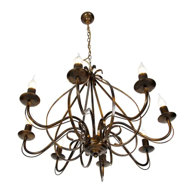 Klassieke kroonluchter antiek goud 8-lichts - Giuseppe