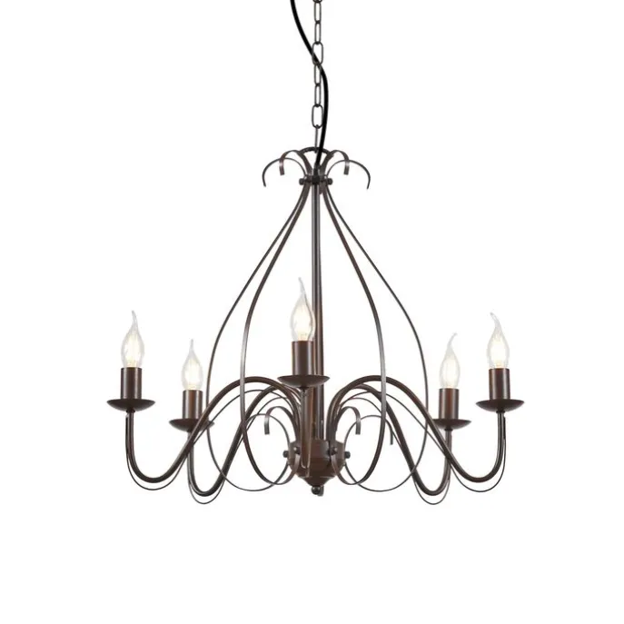 Klassieke kroonluchter roestbruin 5-lichts - Giuseppe
