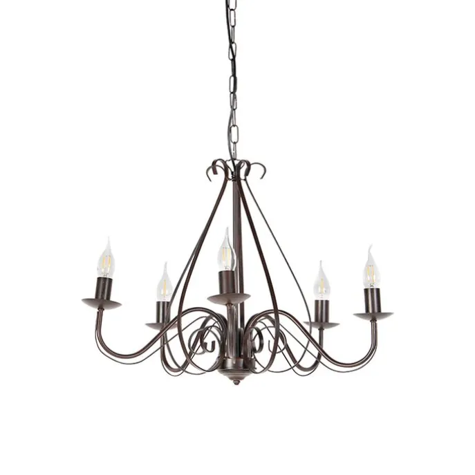Klassieke kroonluchter roestbruin 5-lichts - Giuseppe