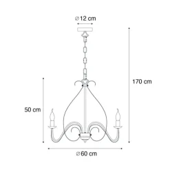 Klassieke kroonluchter roestbruin 5-lichts - Giuseppe