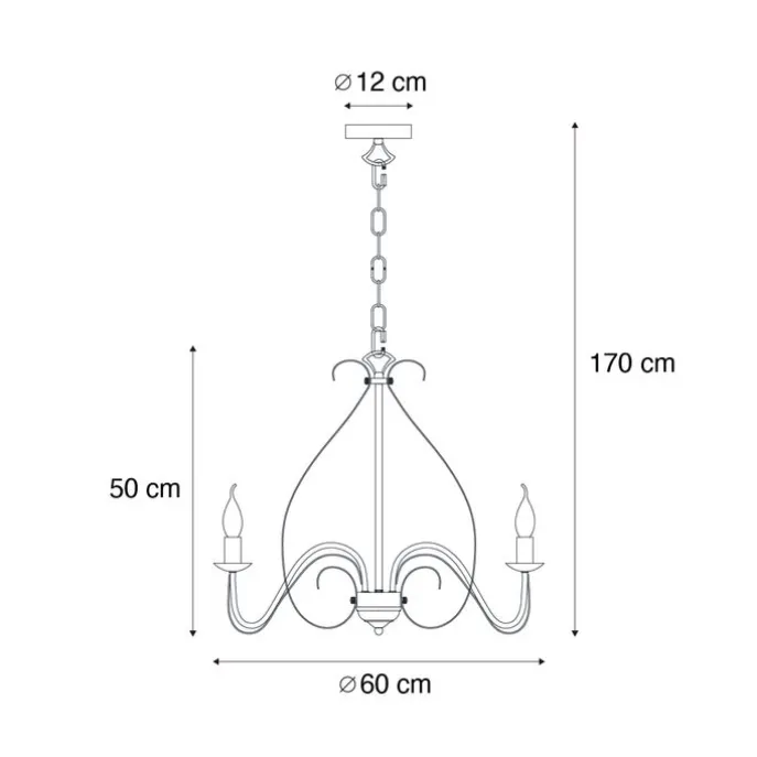 Klassieke kroonluchter roestbruin 5-lichts - Giuseppe