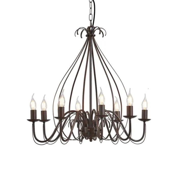 Klassieke kroonluchter roestbruin 8-lichts - Giuseppe