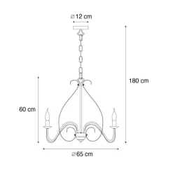 Klassieke kroonluchter roestbruin 8-lichts - Giuseppe
