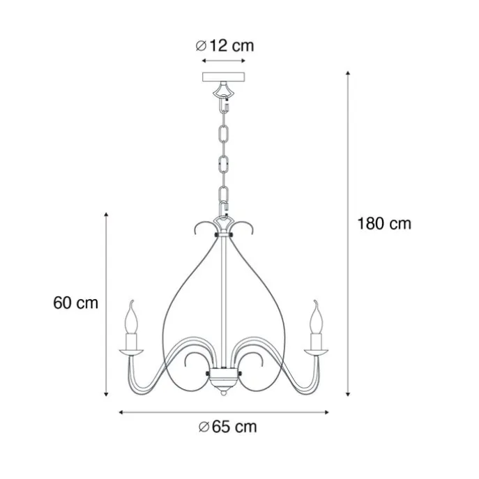 Klassieke kroonluchter roestbruin 8-lichts - Giuseppe