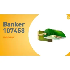 Klassieke notaris wandlamp messing met groen glas - Banker