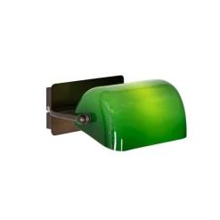 Klassieke notaris wandlamp donkerbrons met groen glas - Banker