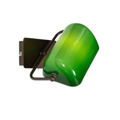 Klassieke notaris wandlamp donkerbrons met groen glas - Banker