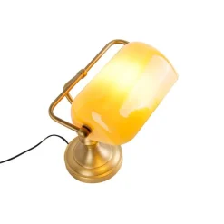 Klassieke notarislamp brons met amber glas - Banker