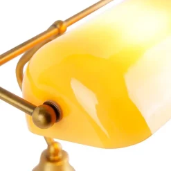 Klassieke notarislamp brons met amber glas - Banker