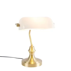 Klassieke notarislamp goud met opaal glas - Banker