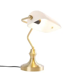 Klassieke notarislamp goud met opaal glas - Banker