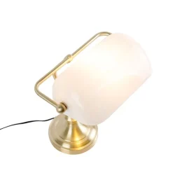 Klassieke notarislamp goud met opaal glas - Banker