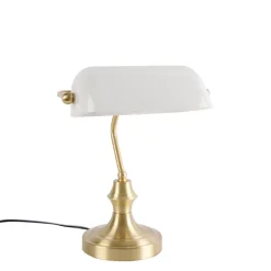 Klassieke notarislamp goud met opaal glas - Banker
