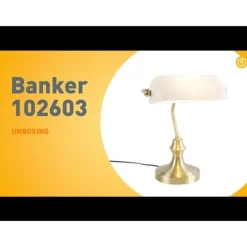 Klassieke notarislamp goud met opaal glas - Banker