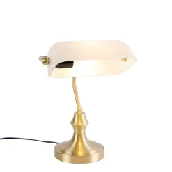 Klassieke notarislamp goud met opaal glas - Banker