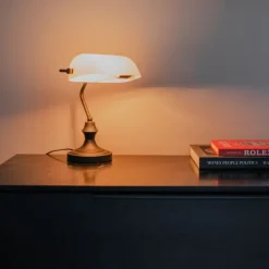 Klassieke notarislamp zwart met opaal glas - Banker