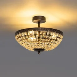 Klassieke plafondlamp brons en kristal 3-lichts - Mondrian