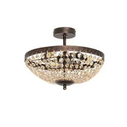 Klassieke plafondlamp brons en kristal 3-lichts - Mondrian