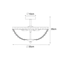 Klassieke plafondlamp brons en kristal 3-lichts - Mondrian