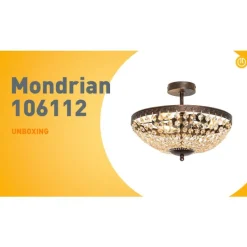 Klassieke plafondlamp brons en kristal 3-lichts - Mondrian