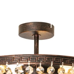 Klassieke plafondlamp brons en kristal 3-lichts - Mondrian