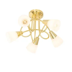 Klassieke plafondlamp goud met opaal glas 5-lichts - Inez