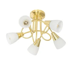 Klassieke plafondlamp goud met opaal glas 5-lichts - Inez